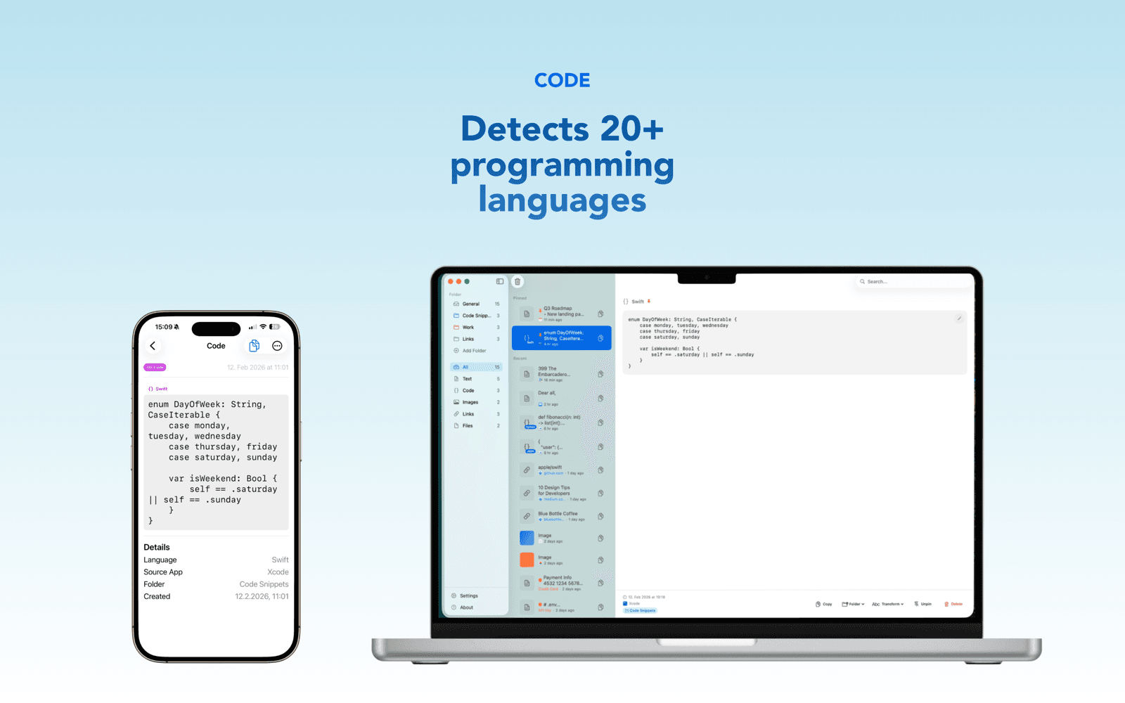 Recopy detecting and syntax-highlighting copied code on iPad and iPhone